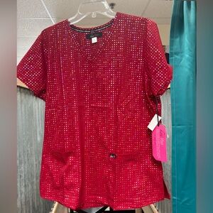 Koi/Women’s V-Neck Print Scrub Top/L